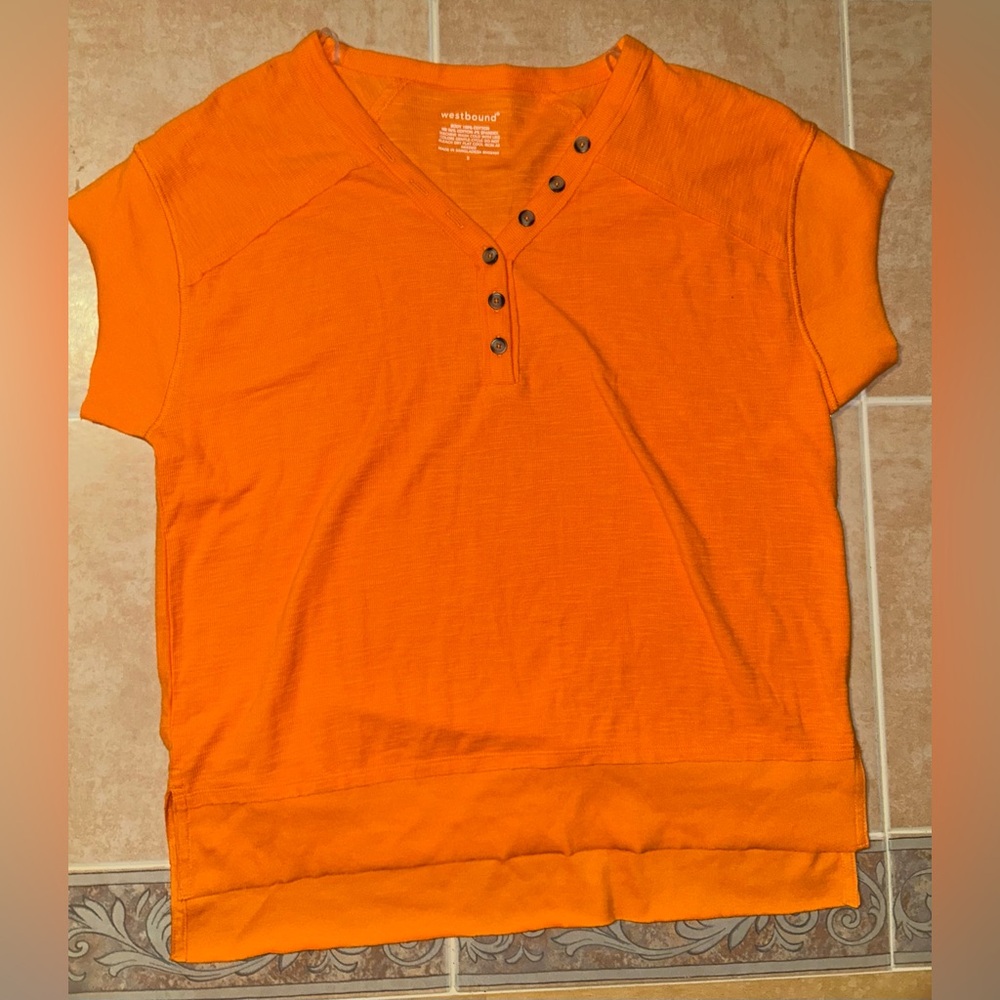 Westbound Golden Button-Accent Top